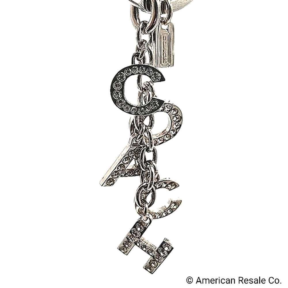 Vintage COACH Swarovski Crystals Silver Purse Charm Multi Keychain Fob - Picture 2 of 8